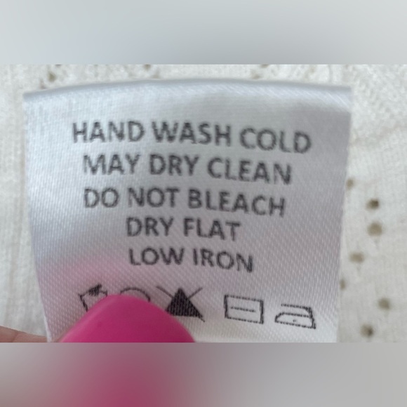 Tularosa Lana 100% nylon knit sweater, cream/white, ruffle neck, cropped; size S - Picture 6 of 9